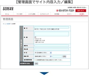 【イメージ】管理画面でサイト内容入力/編集